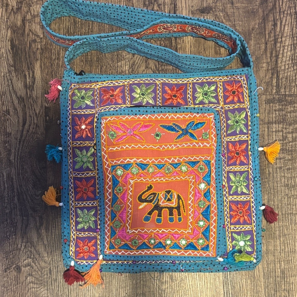 Colorful Embroidered Crossbody Bag